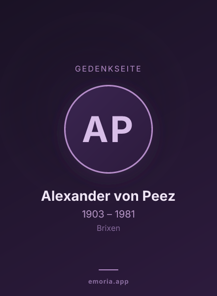 Gedenkportrait von Alexander von Peez