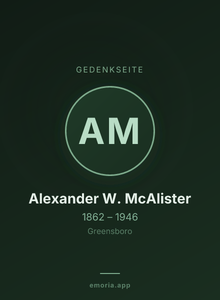 Gedenkportrait von Alexander W. McAlister