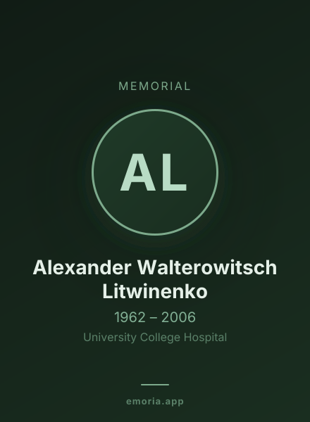 Memorial portrait of Alexander Walterowitsch Litwinenko