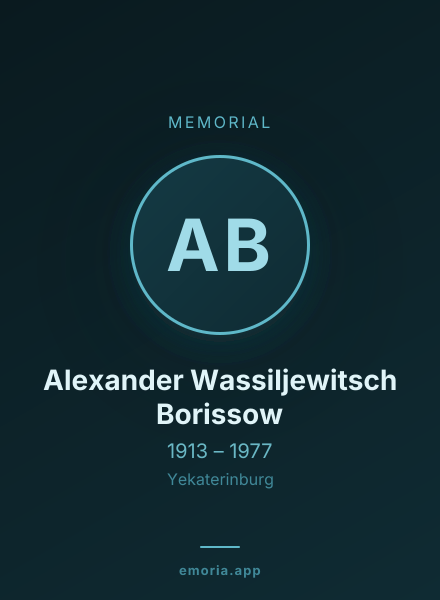 Memorial portrait of Alexander Wassiljewitsch Borissow