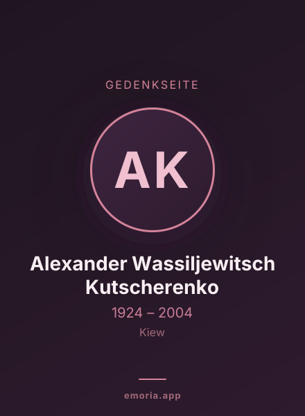 Gedenkportrait von Alexander Wassiljewitsch Kutscherenko