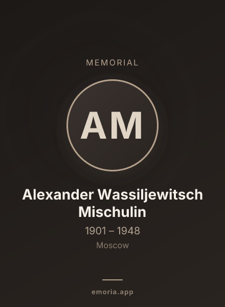 Memorial portrait of Alexander Wassiljewitsch Mischulin