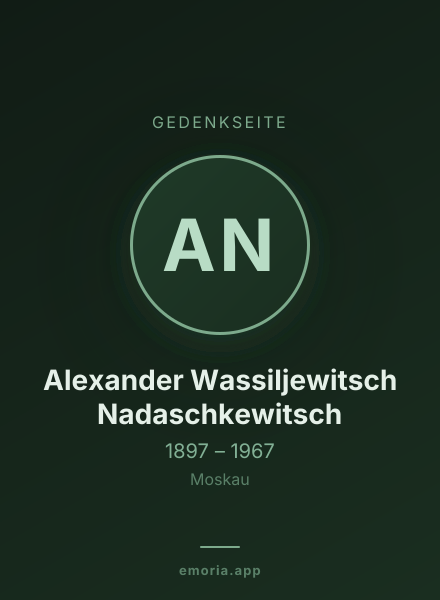 Gedenkportrait von Alexander Wassiljewitsch Nadaschkewitsch