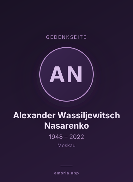 Gedenkportrait von Alexander Wassiljewitsch Nasarenko