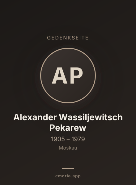 Gedenkportrait von Alexander Wassiljewitsch Pekarew