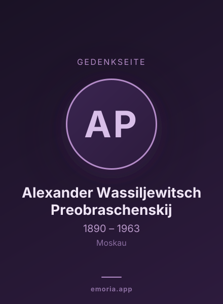 Gedenkportrait von Alexander Wassiljewitsch Preobraschenskij