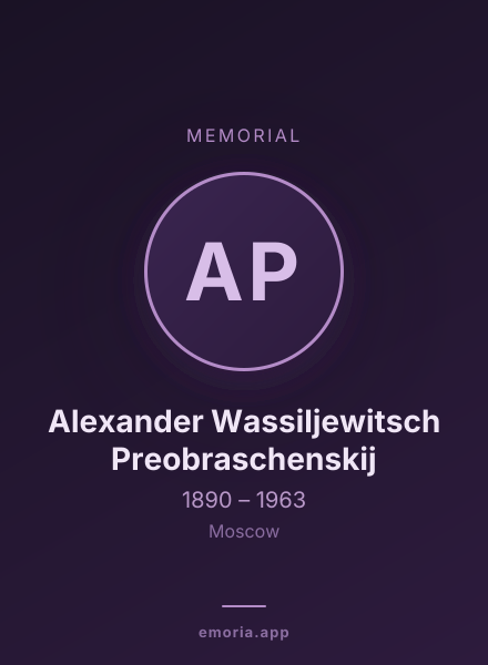 Memorial portrait of Alexander Wassiljewitsch Preobraschenskij