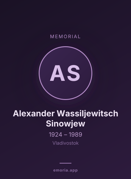 Memorial portrait of Alexander Wassiljewitsch Sinowjew