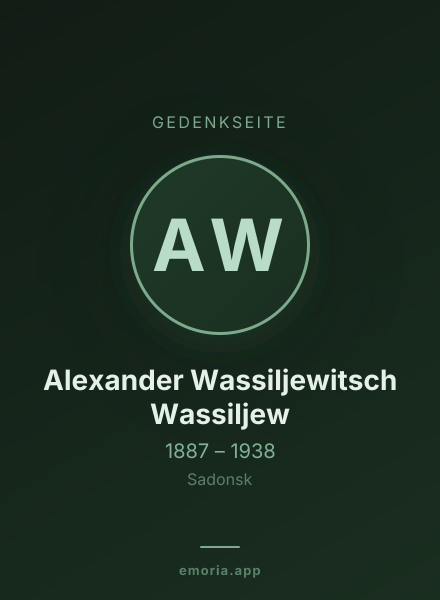 Gedenkportrait von Alexander Wassiljewitsch Wassiljew