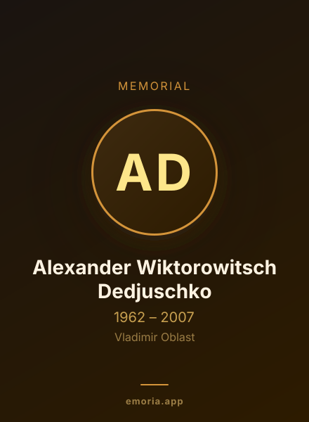 Memorial portrait of Alexander Wiktorowitsch Dedjuschko