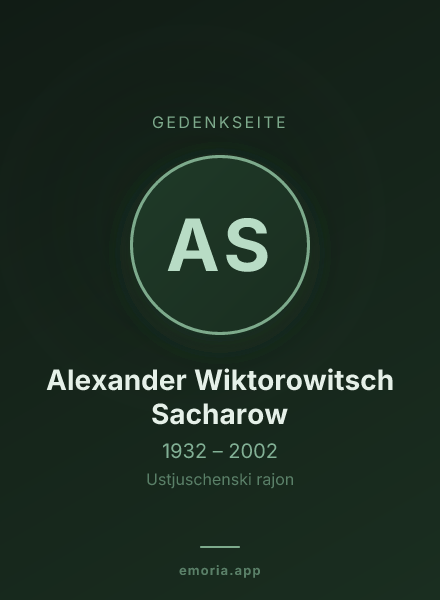 Gedenkportrait von Alexander Wiktorowitsch Sacharow