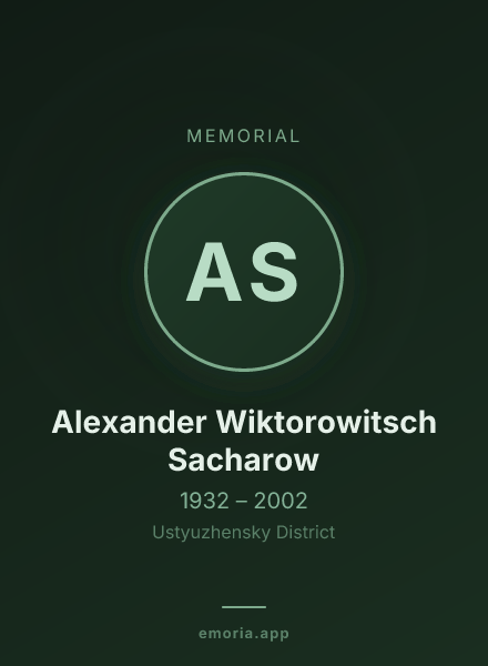 Memorial portrait of Alexander Wiktorowitsch Sacharow