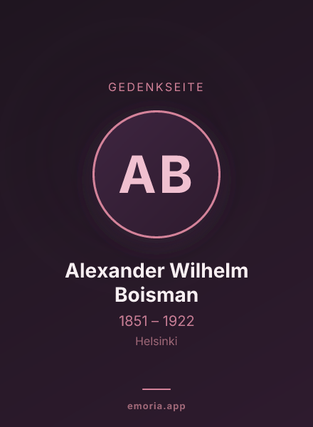 Gedenkportrait von Alexander Wilhelm Boisman