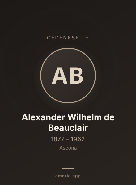 Gedenkportrait von Alexander Wilhelm de Beauclair