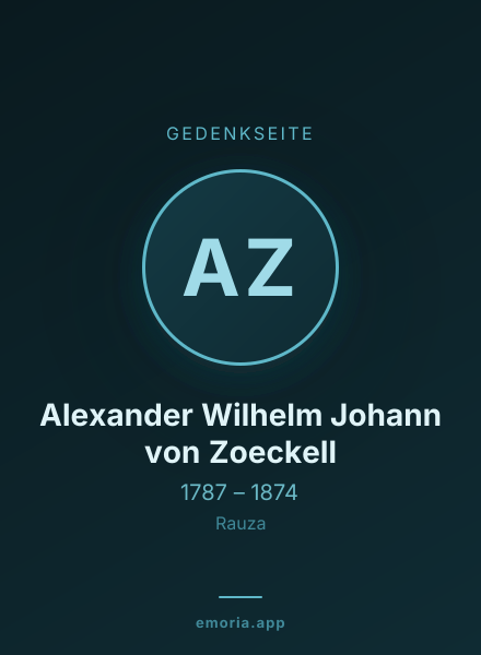 Gedenkportrait von Alexander Wilhelm Johann von Zoeckell
