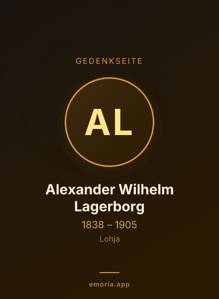 Gedenkportrait von Alexander Wilhelm Lagerborg
