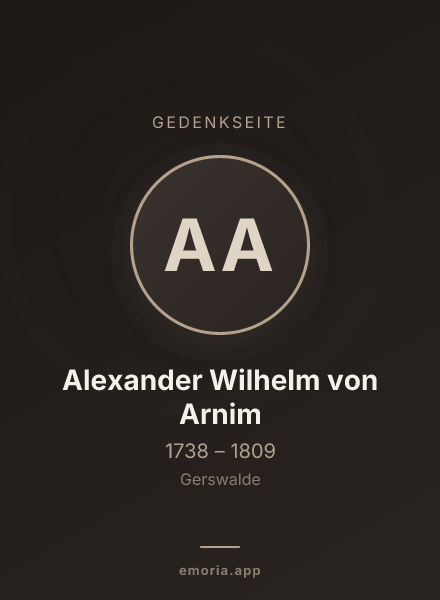 Gedenkportrait von Alexander Wilhelm von Arnim