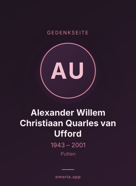 Gedenkportrait von Alexander Willem Christiaan Quarles van Ufford