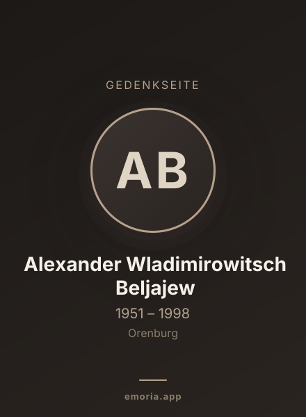 Gedenkportrait von Alexander Wladimirowitsch Beljajew