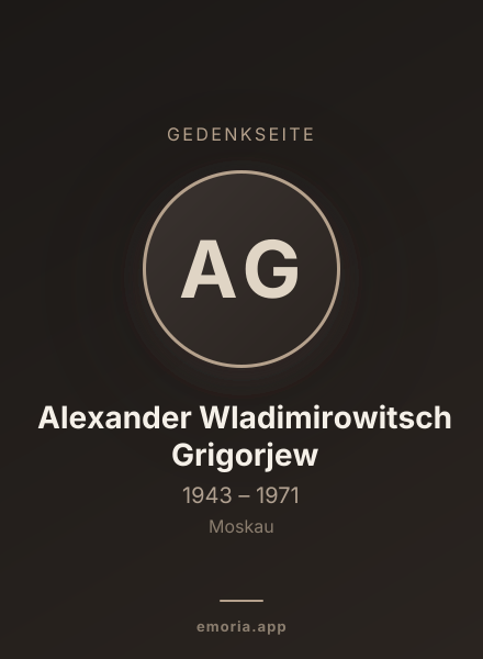 Gedenkportrait von Alexander Wladimirowitsch Grigorjew