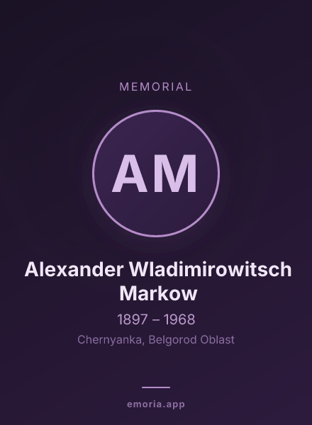 Memorial portrait of Alexander Wladimirowitsch Markow