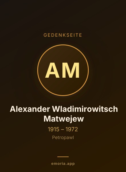 Gedenkportrait von Alexander Wladimirowitsch Matwejew