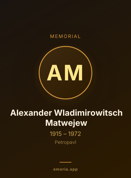 Memorial portrait of Alexander Wladimirowitsch Matwejew