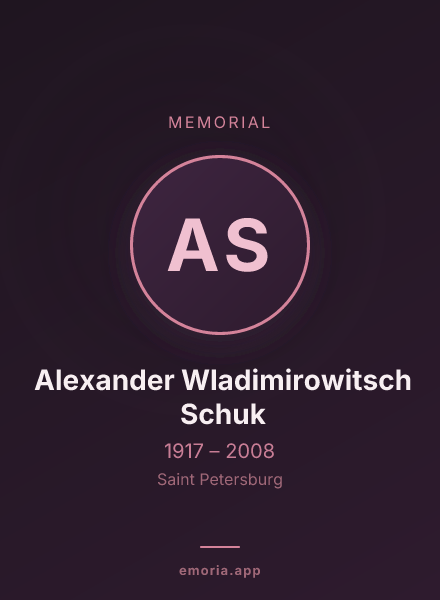 Memorial portrait of Alexander Wladimirowitsch Schuk