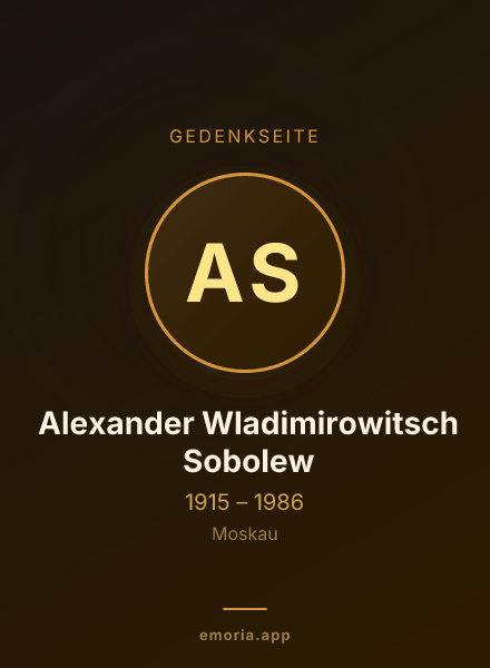 Gedenkportrait von Alexander Wladimirowitsch Sobolew