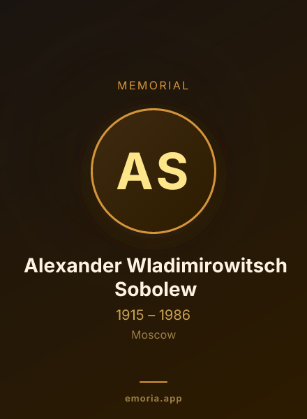 Memorial portrait of Alexander Wladimirowitsch Sobolew