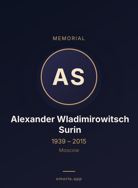 Memorial portrait of Alexander Wladimirowitsch Surin