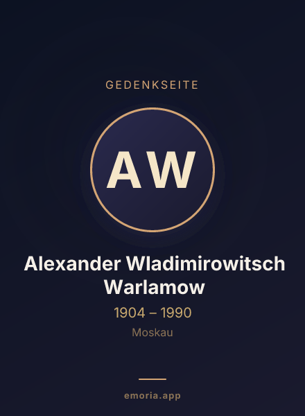 Gedenkportrait von Alexander Wladimirowitsch Warlamow