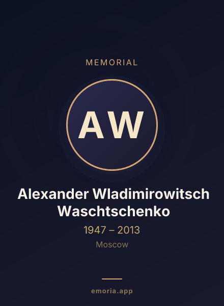 Memorial portrait of Alexander Wladimirowitsch Waschtschenko
