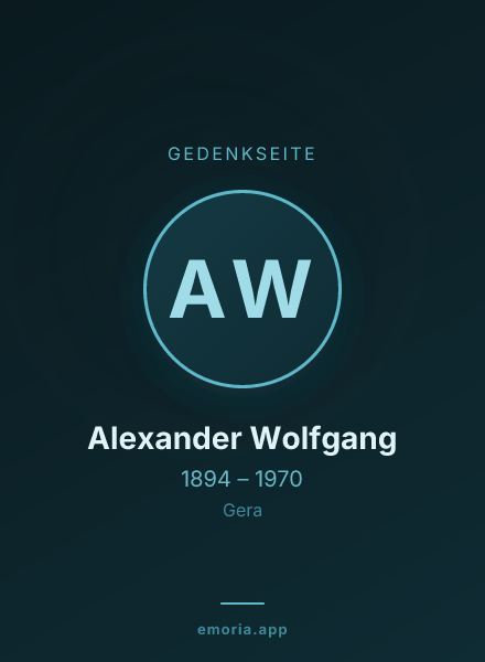 Gedenkportrait von Alexander Wolfgang