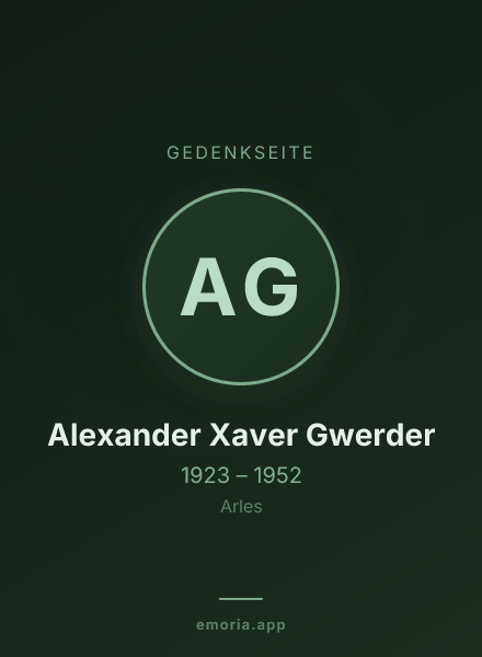 Gedenkportrait von Alexander Xaver Gwerder