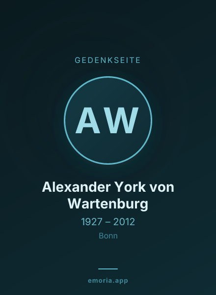 Gedenkportrait von Alexander York von Wartenburg