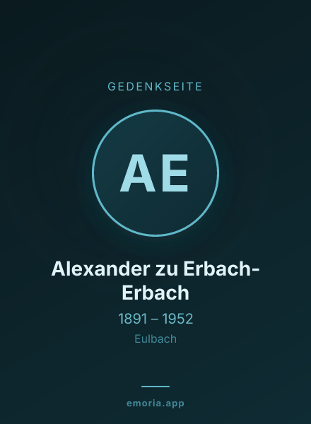 Gedenkportrait von Alexander zu Erbach-Erbach