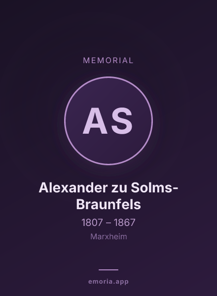 Memorial portrait of Alexander zu Solms-Braunfels