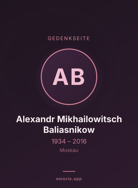 Gedenkportrait von Alexandr Mikhailowitsch Baliasnikow