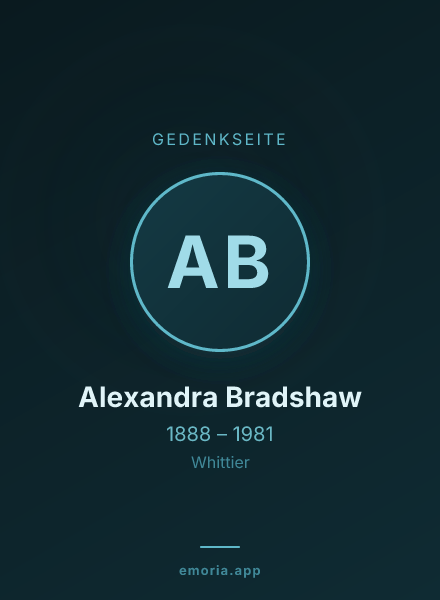 Gedenkportrait von Alexandra Bradshaw