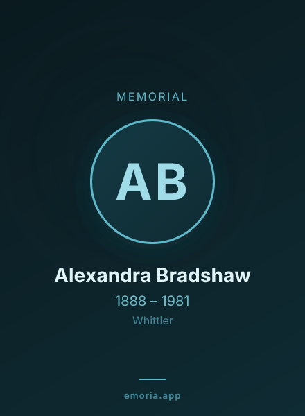 Memorial portrait of Alexandra Bradshaw