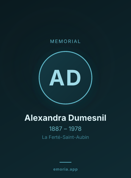Memorial portrait of Alexandra Dumesnil