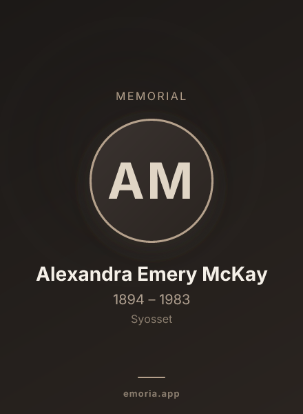 Memorial portrait of Alexandra Emery McKay