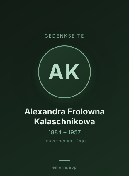 Gedenkportrait von Alexandra Frolowna Kalaschnikowa