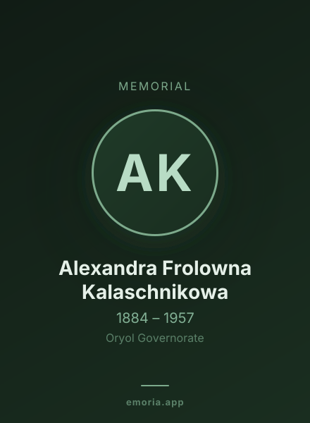 Memorial portrait of Alexandra Frolowna Kalaschnikowa