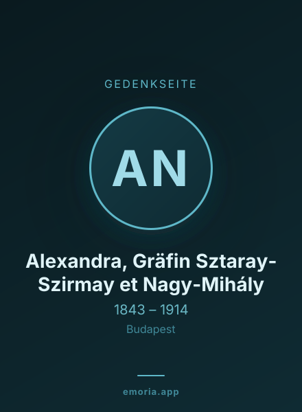 Gedenkportrait von Alexandra, Gräfin Sztaray-Szirmay et Nagy-Mihály