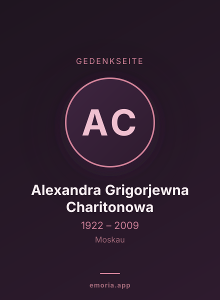 Gedenkportrait von Alexandra Grigorjewna Charitonowa