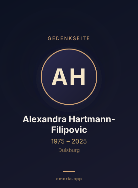 Gedenkportrait von Alexandra Hartmann-Filipovic