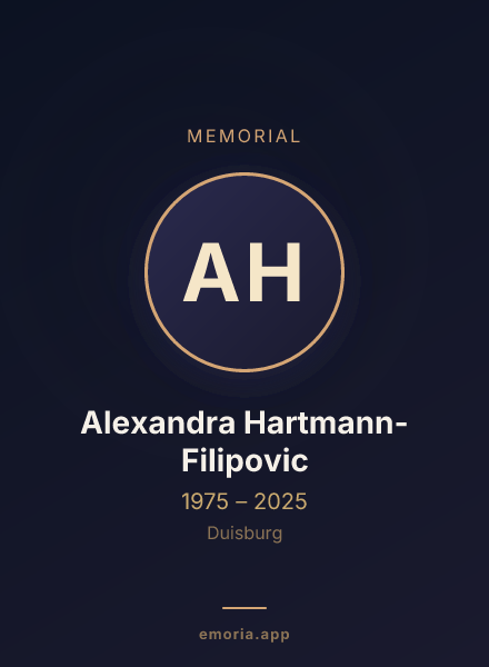 Memorial portrait of Alexandra Hartmann-Filipovic