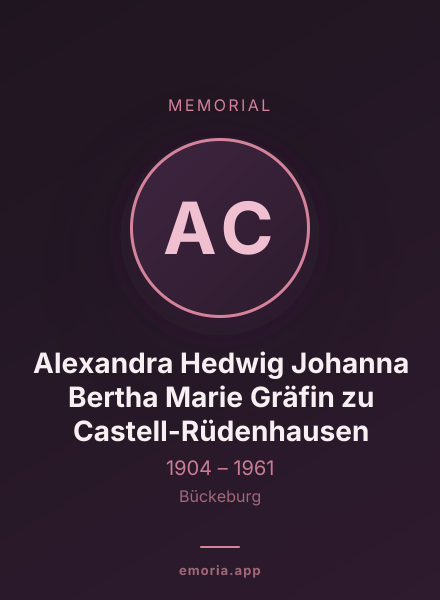 Memorial portrait of Alexandra Hedwig Johanna Bertha Marie Gräfin zu Castell-Rüdenhausen